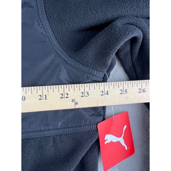Puma Mens Black Zip-Up Fleece Jacket With Nylon Chest Panel & Logo Size XL - Picture 7 of 14